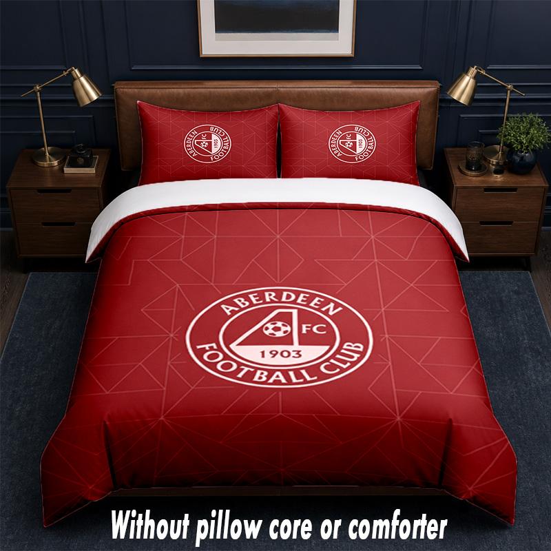 Aberdeen FC Design Bed Bedding Set 1 Duvet Cover + 2 Pillowcases Soft Breathable Household Bed Linens