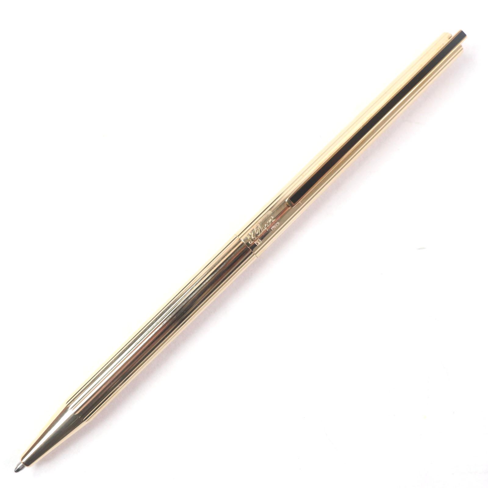 Great Dupont Ballpoint pen PG stripe with engraved logo and twist fastening gold mens Used