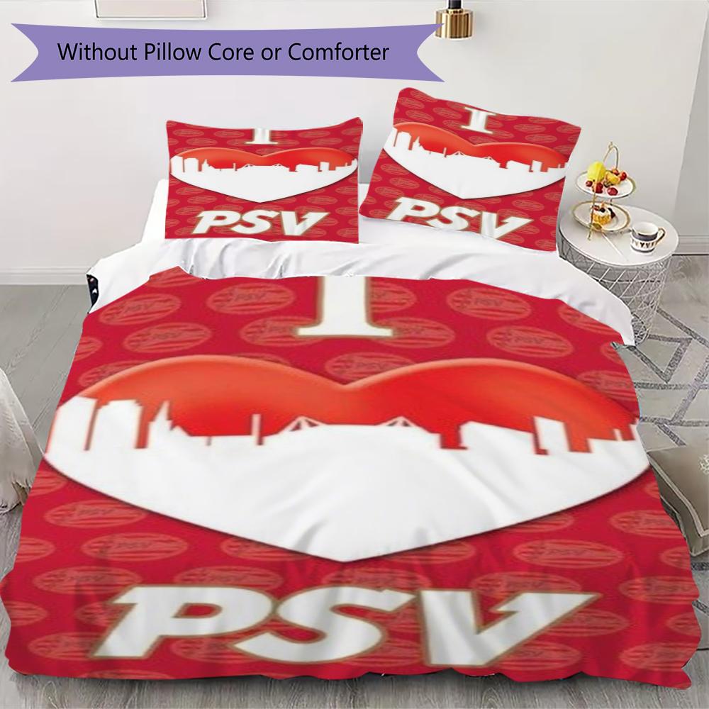 Juego de Funda Nórdica y Funda de Almohada con Estampado del PSV Eindhoven Decoración del Hogar Regalo de Cumpleaños (1 * funda de edredón + 2 * fundas de almohada sin relleno)122