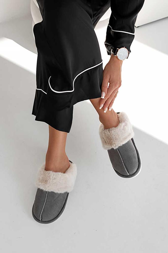 Alma Women's Gray Slippers with Fur 36/37