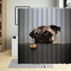 Cute Beige Dog Pug Puppy Pink Hearts Pattern Decor Bathroom Curtains Polyester Fabric Waterproof Kids Shower Curtain With Hooks