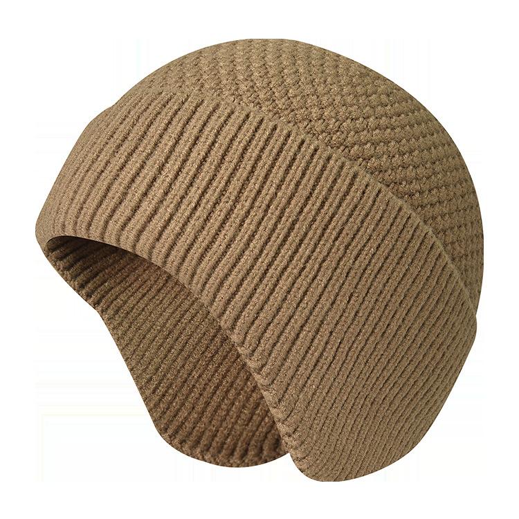 New Style Thickened Knitted Wool Beanie for Men Winter Warmth Pull-Over Hat Cold-Proof Windproof Head Cover Ear-Warming Hat for Men and Women