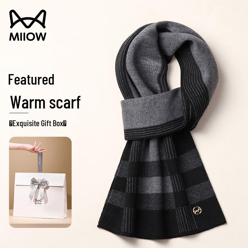 Mao Ren Men's Plaid Wool Blend Winter Scarf