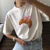 Coquette Croissant Womens TShirt with Pink Ribbon Bow Print Harajuku Womens Fashion Clothing Cute Casual Cotton TShirt