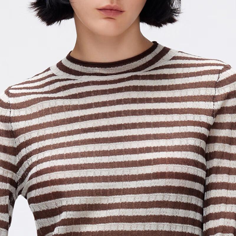 ONLY Women's Classic Striped Round Neck Thin Knit Sweater