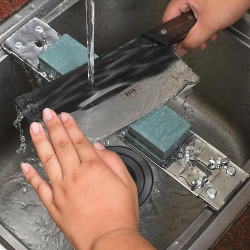 Stainless Steel Retractable Whetstone Stand with Anti-Skid Feet Adjustable Sharpening Bracket for Kitchen Household Knife Sharpening