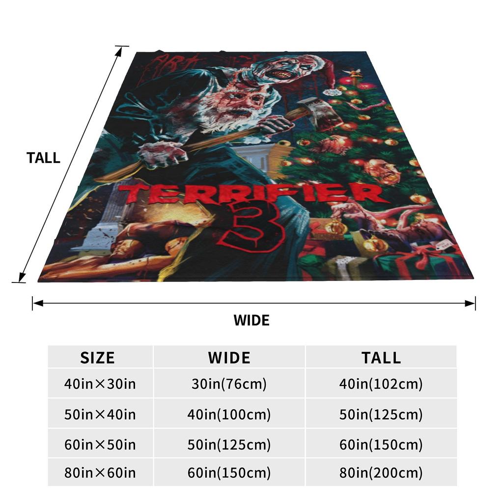 Comfort Terrifier 3 Christmas art the clown Blanket Merch Sofa Decorative  Blanket Throw Super Soft Coral Fleece Plush for Couch