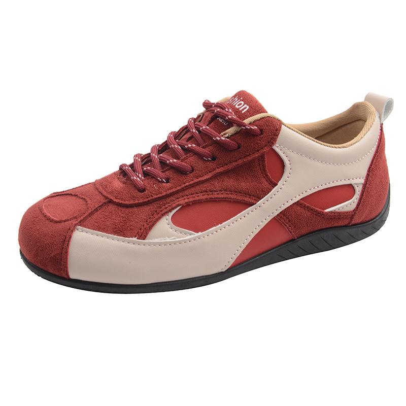 

Retro contrasting color splicing flat bottom women s new versatile, comfortable and light leisure sports 35 красный
