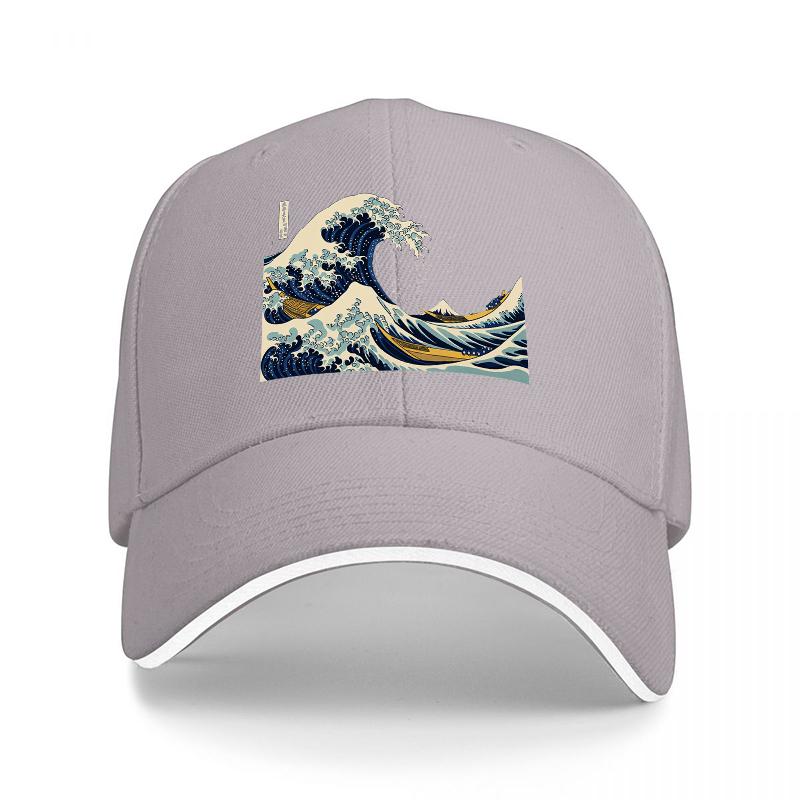 Cappellino da Baseball con Stampa Artistica La Grande Onda di Kanagawa Design Classico Giapponese Cappello Nero Regolabile per Unisex e Donne