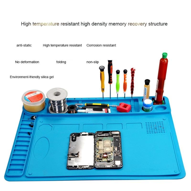 Silikon Lötpad Schreibtischplattformmatte für Lötstation Lötkolben Telefon PC Reparatur Magnetisch Hitzebeständig