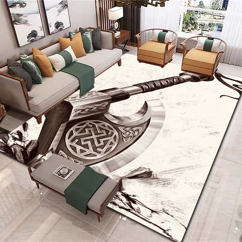 Tappeto Area con Motivo Lupo Rune Vichinghe Tappeto a Tema Vintage Antiscivolo per Ufficio Camera da Letto Soggiorno Esterno Tappetino Decorativo Regalo Fresco
