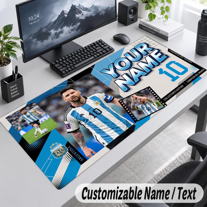 Lionel Messi Personalisiertes Großes Mauspadd Benutzerdefinierter Name Text Erweiterte Schreibtischmatte Gaming-Mauspad