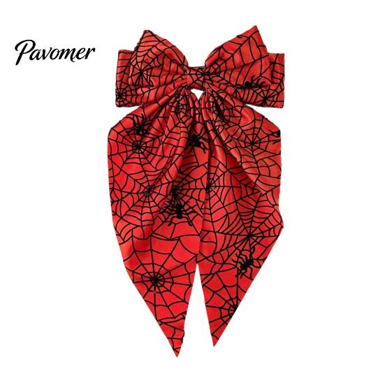 Fashionable Hair Bows for Dates Halloween Bow Clip Women Girls, Spider Web Barrettes Satin Ribbon Clips, Large Bowknot Accessories Cosplay Party