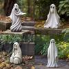 Halloween Garden Sculpture White Ghost Outdoor Sculpture Cute Ghost Garden Decoration Resin Crafts