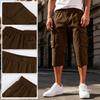 Heren Effen Kleur Knopen Elastische Taille Cargo Capri Broek met Zes Zakken Werkkleding Stijl Casual Pasvorm