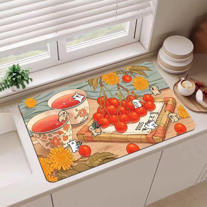 Cartoon Kitchen Diatomaceous Earth Absorbent Non-slip Heat-Insulation Mat