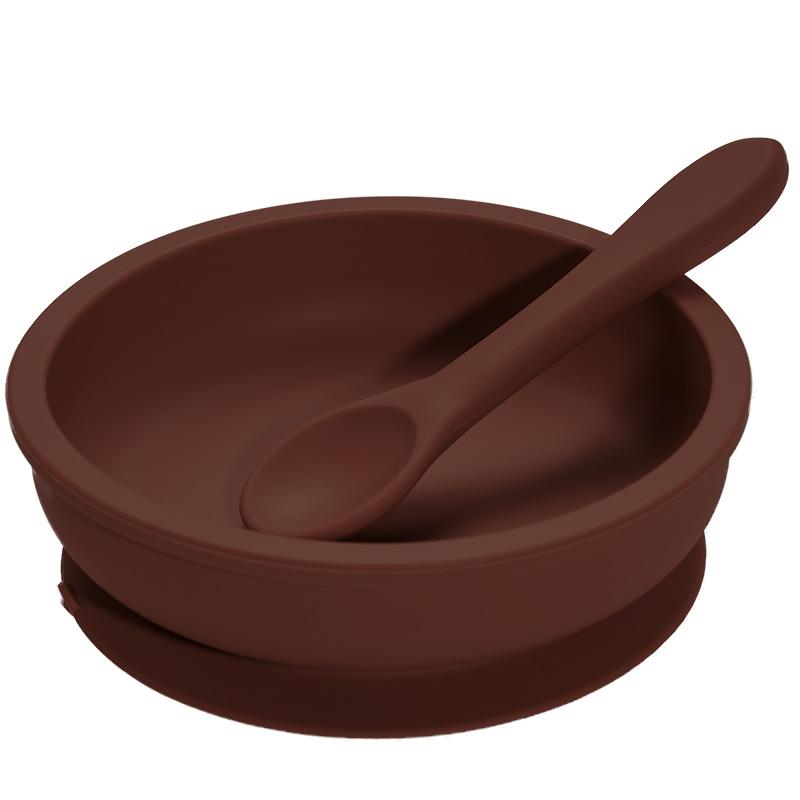 Food Grade Kids Dining Tableware Feeding Set Baby Training Sucker Bowl Soft Silicone Spoon Fork Set For Toddler Dishes