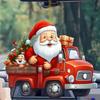 Drive Claus Santa Car Pendant With Acrylic Flat Surface For Christmas Gift