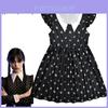 Enfants La Famille Addams Mercredi Costume Cosplay Robe Douce Noire en Soie Lait