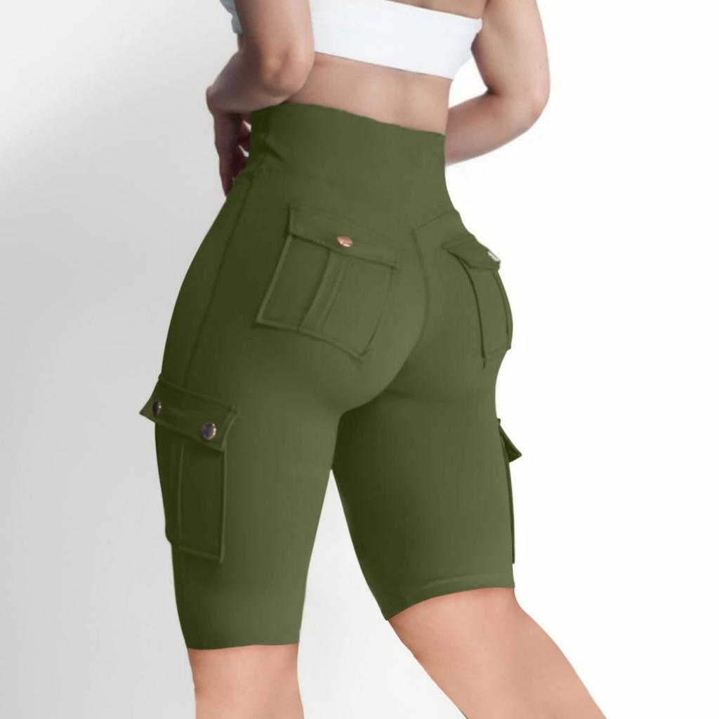 Damen-Arbeitskleidung Hohelastische Enge Yoga-Hose, Schnelltrocknende 5-Zoll-Laufshorts