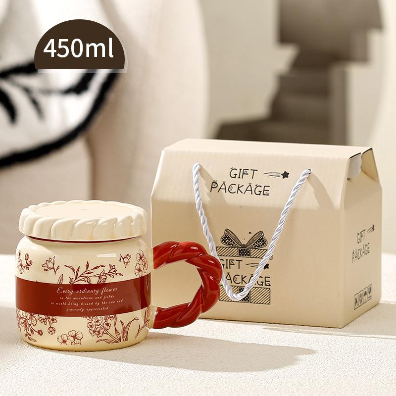 French Retro Ceramic Cup Office Water Cup High Value Mug Home Dormitory Coffee Cup Couple Cup Men