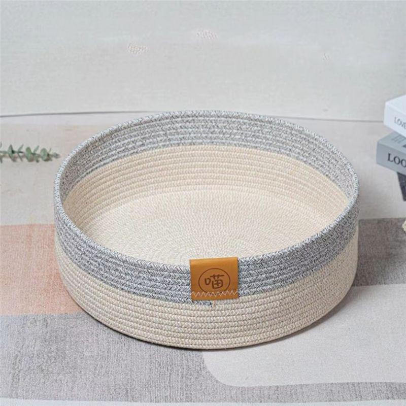 M-Modern-Dog Bed Basket Pet Cotton Sleep Scratcher Nest Indoor Cats Scratching Board Mat Cotton Rope Pet Mat Basket For Sleeping