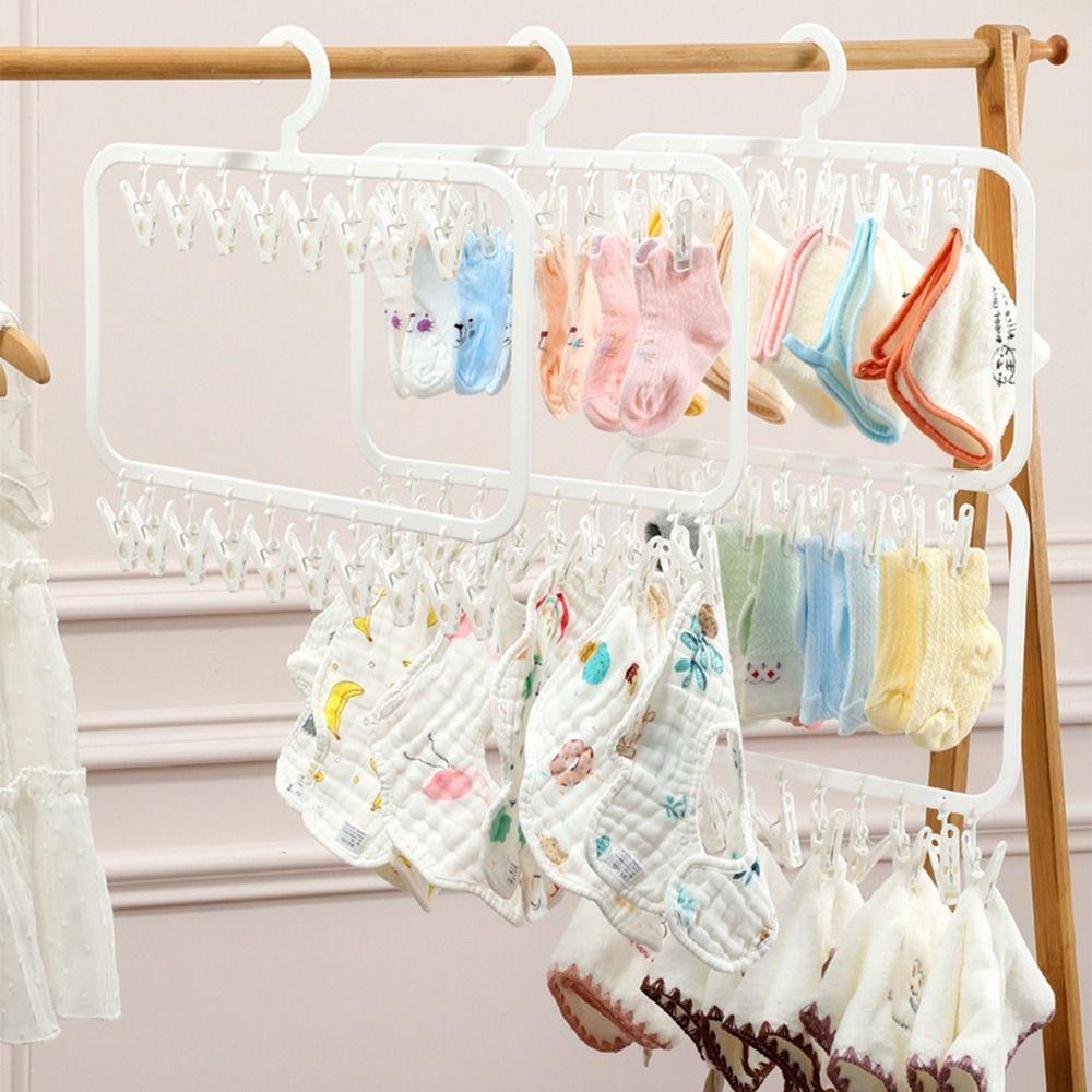 Portable Multi-clip Sock Holders Detachable Children's Hook Hanger Drying Rack with Clips  Home