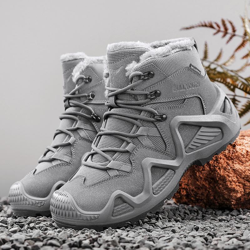 Autumn and Winter Mountaineering Shoes Versatile Men's Thickness Wear Resistant Anti Slip Mid Top Martin Outdoor Men's Shoes