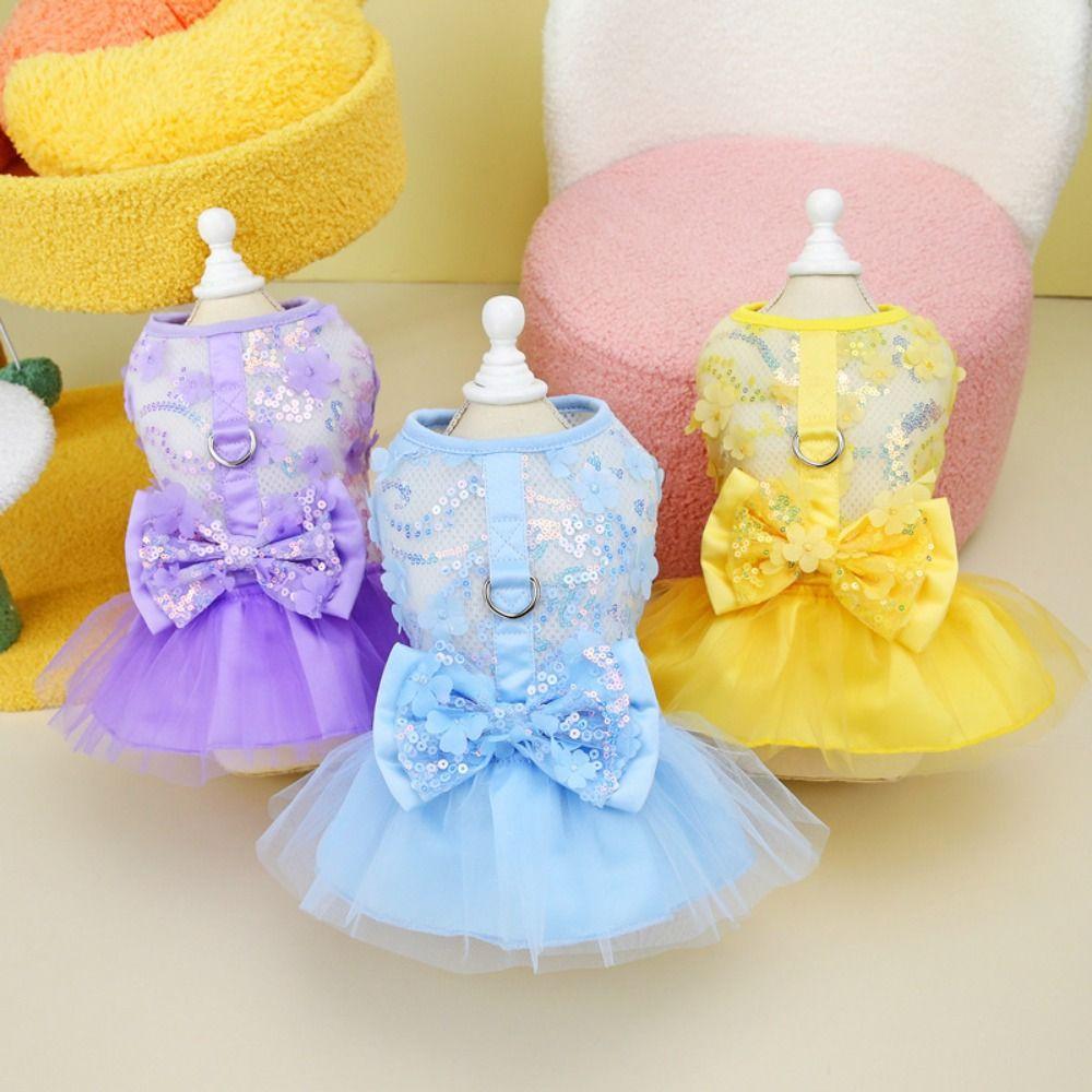 Soft Summer Pet Princess Skirt Sweet Dog Vest Harness Cat Apparel Dog Dress  Spring