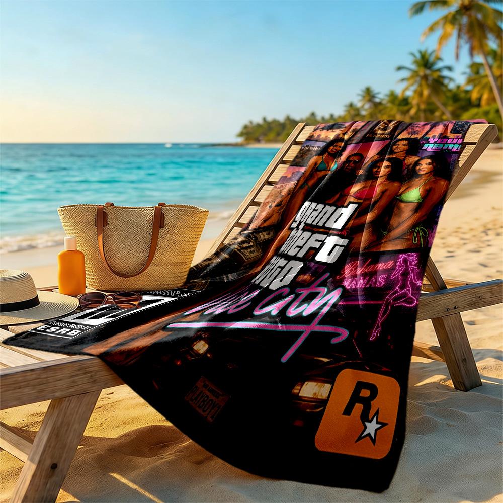 Grand Theft Auto Customizable Name Beach Towel Super Soft & Absorbent Suitable for Swimming Gym Camping Yoga Vacation