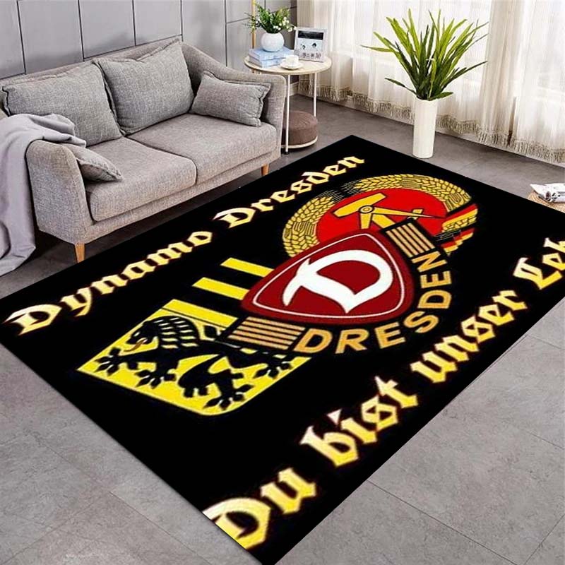 Dynamo Dresden Vereinswappen Slogan Löwenwappen Druckbereich Teppich Rutschfeste Rechteckige Fußmatte Fußballfan Eingangsbereich Dekor 40x60cm( 15x23in ) brown