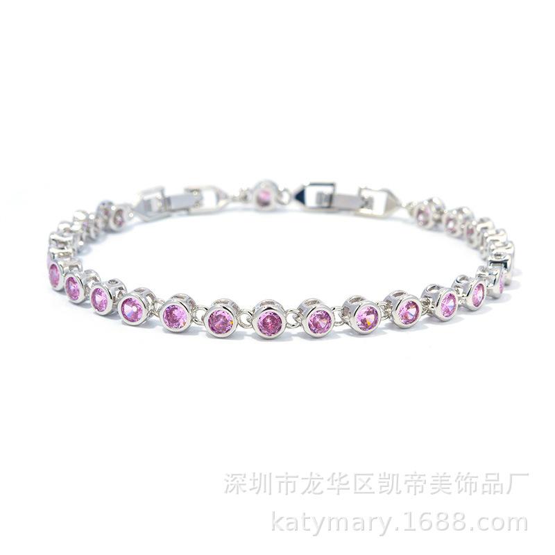 Pretty Girl Round Seamless Bottom Inlaid Zircon Bracelet Design Platinum-Plated Jewelry Women'S Jewelry Spot