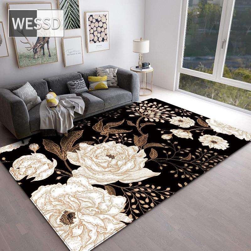 

Классический черный цветочный ковер в европейском стиле для роскошной спальни и гостиной 160x200cm 1pcs