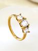 French Retro Elegant Charm Exquisite Temperament Stainless Steel Plated 18K Gold With Diamonds Round Ring Women'S Zircon