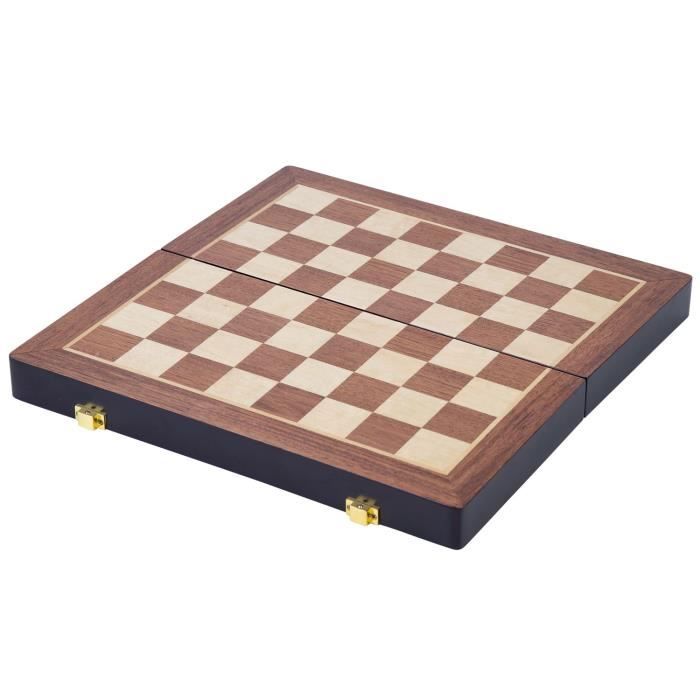 Jeu de Societe - ENGELHART - Jeu d'échecs en bois massif - Valise refermable - 38 x 19 x 5.2 cm