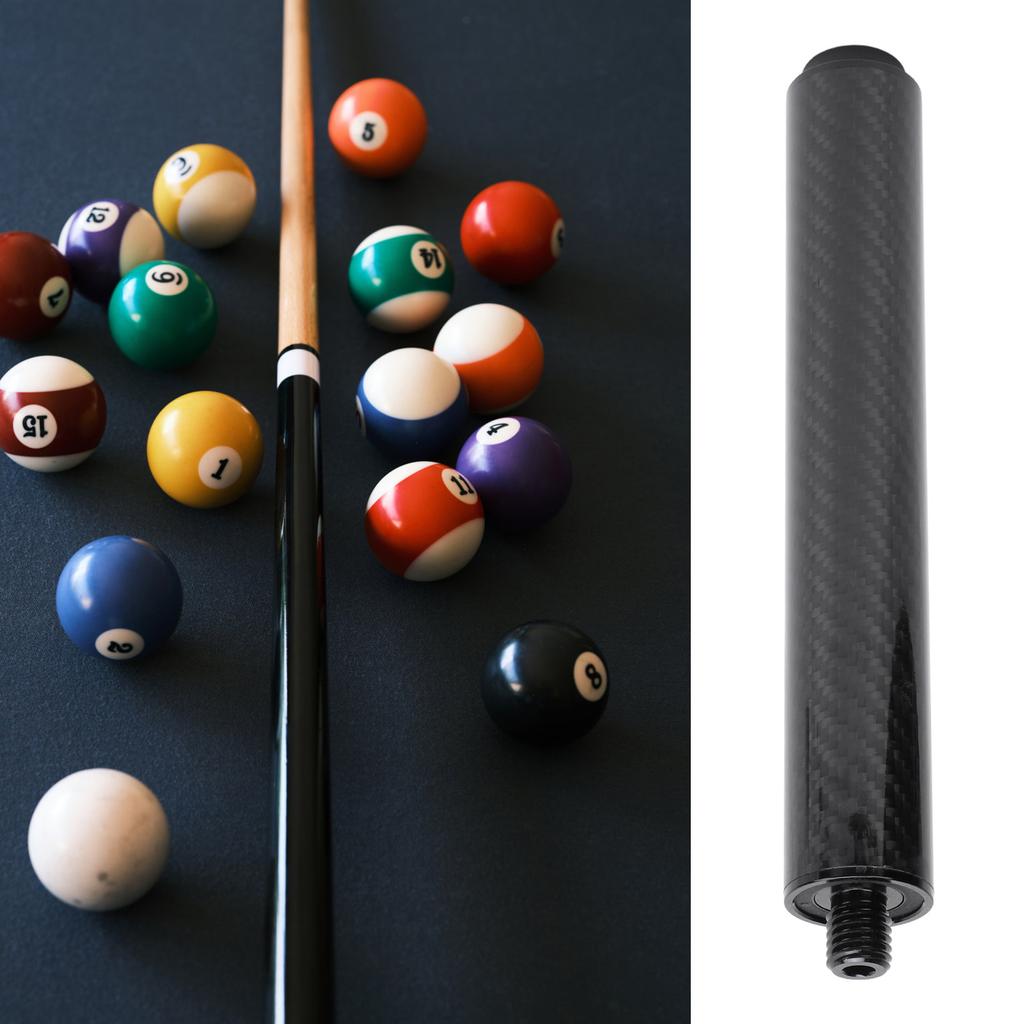 Billiard Pool Cue Extender 8 Inch Carbon Fiber Pool Cue Extension Stick with Rubber Rear Plug for Bi
