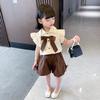 Summer 2025 Girls' Bow Blouse & Shorts Set - Fashionable Baby Girl Casual Outfit