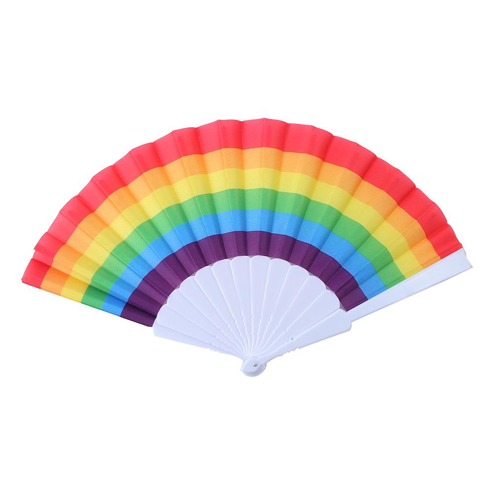 

Fan Home Decoration Fan Crafts Dance Hand Fan Photo Prop Tool Rainbow Folding Dance Rainbow Folding Fan Handle Hand Fan