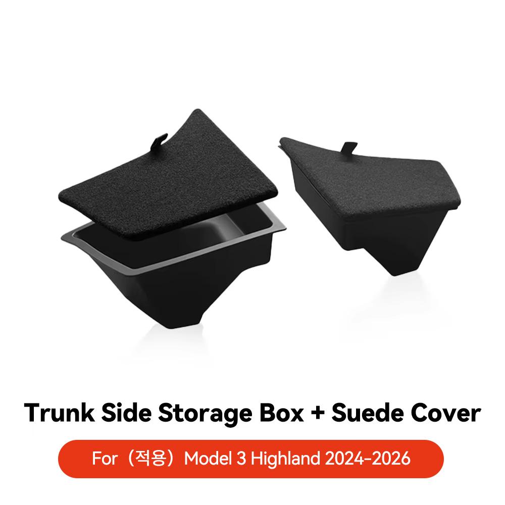 YZ For Tesla Model 3 highland 2024-2025 Rear Trunk Left Side Storage Box with Cover Tail Boot Partition Stowing Accessories
