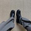 Men's Height-Increasing Black Derby Shoes with Thick Sole and Wooden Heel - 2025 Trendy Japanese & Korean Style.