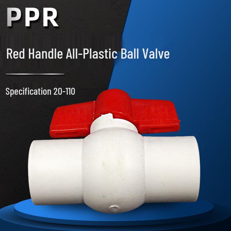 

PPR All-Plastic Hot-Melt Flat-Port Ball Valve with Red Handle, 20-110 Specifications PPR20 Red Handle All-Plastic Valve (50 pcs/pack)