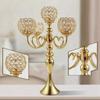 Candelabra with Crystal Beads Toned Centerpiece Electroplated Candle Holder Five
