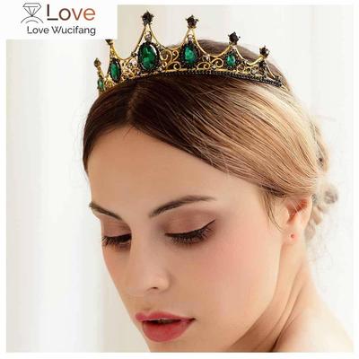 Vintage Barock Imitierte Smaragd Kristall Diademe und Kronen Haarschmuck Damen Mädchen Kopfschmuck Hochzeit Braut Haar Accessoires