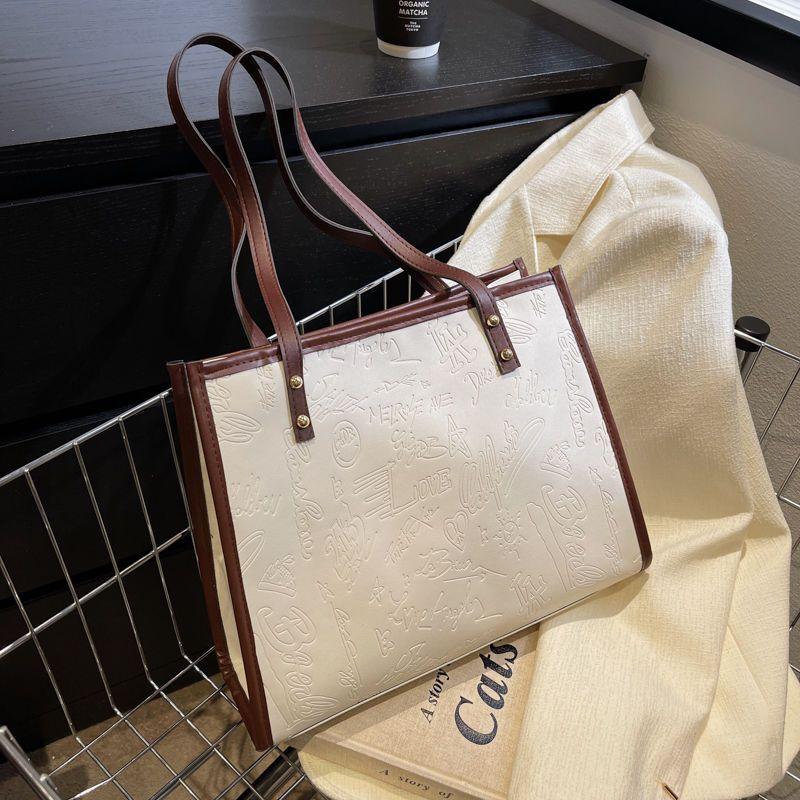 Autumn Winter Commuter Big Bag Fashionable Vintage Large Capacity Shoulder Tote Bag Women's Bag Student Class Bag