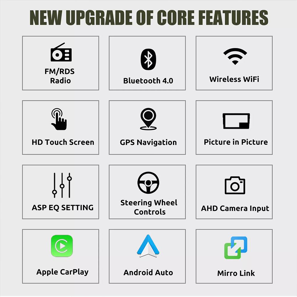 Black Bluetooth Android Auto ID3tag And RDS Satellite Radio Android Radio Sat Nav Compatible WMA