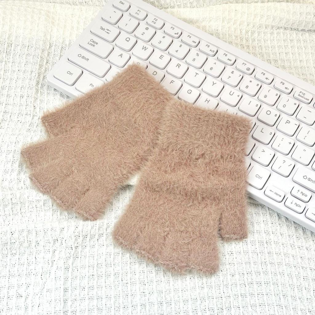 Knitted Thick Thermal Half Finger Gloves Women Men Winter Outdoor Warm Wool Driving Fingerless Glove Touchscreen Mittens
