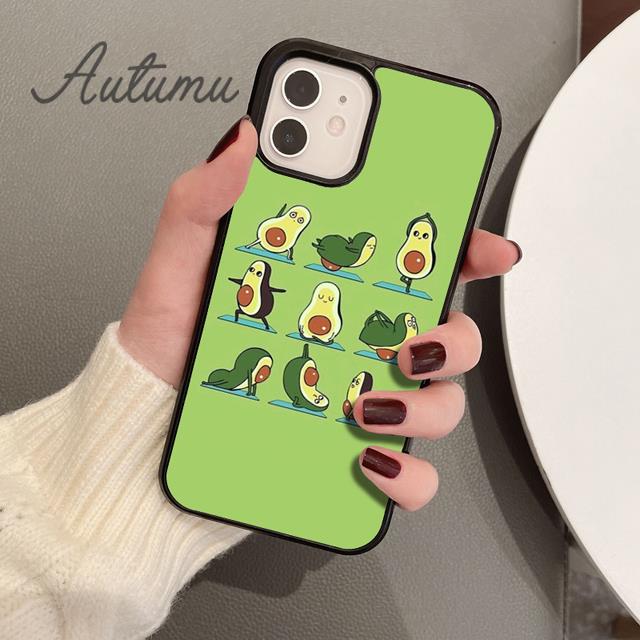 Cute Avocado Cartoon Phone Case for iPhone 11 12 13 14 Pro Max Mini X XR XS SE 2020 6S 7 8 Plus Samsung Galaxy S21 S22 Shell