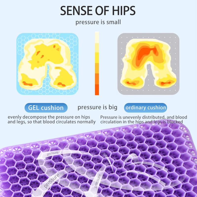 Gel Seat Cushion Summer Breathable Honeycomb Design For Pressure Relief Back Tailbone Pain - Home Office Wheelchair Chair Cars