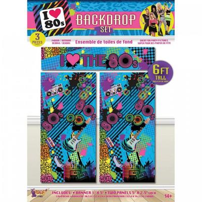 Bristol Novelty I Love The 80s Photo Backdrop (Pack of 3)