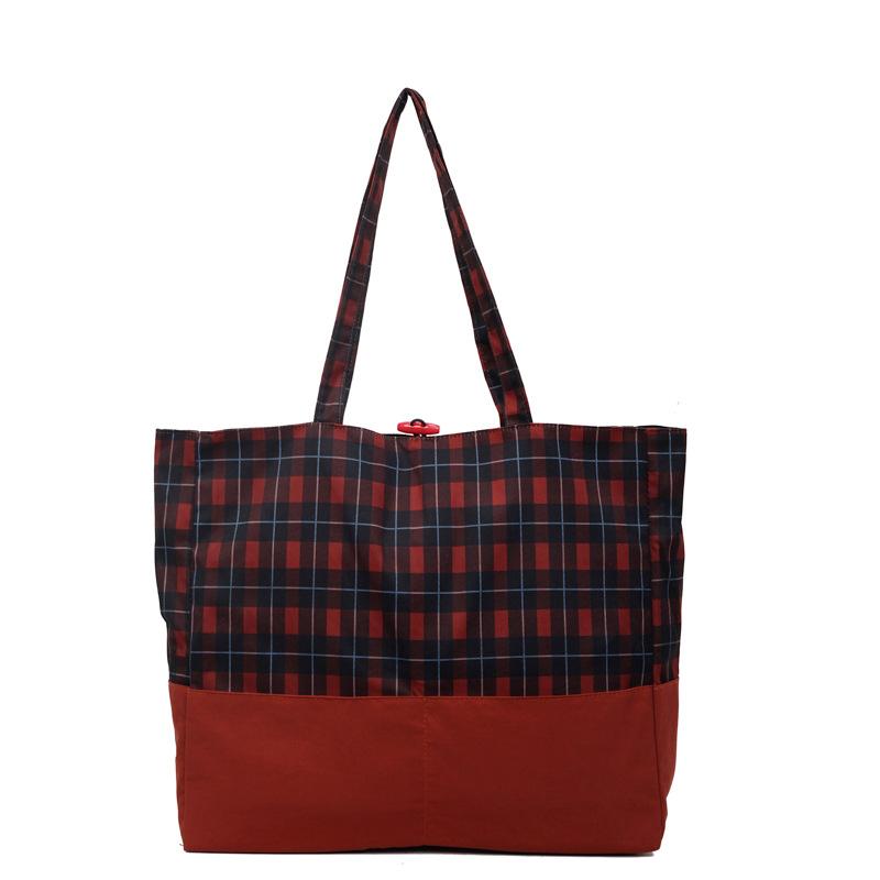 

Клетчатая сумка-тоут большой вместимости женская на плечо красный